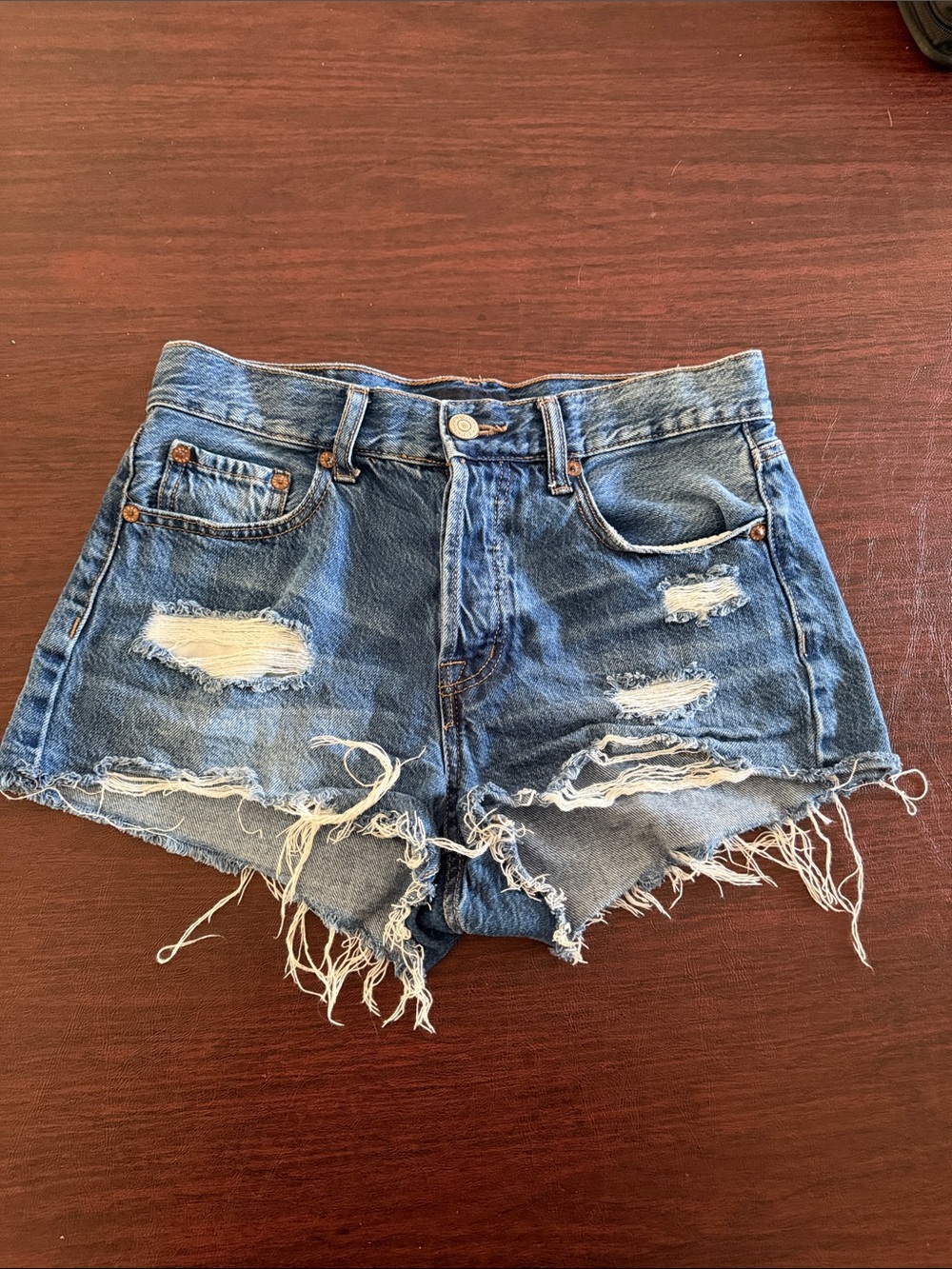 Women’s Distressed High-Rise Denim Shorts - Blue